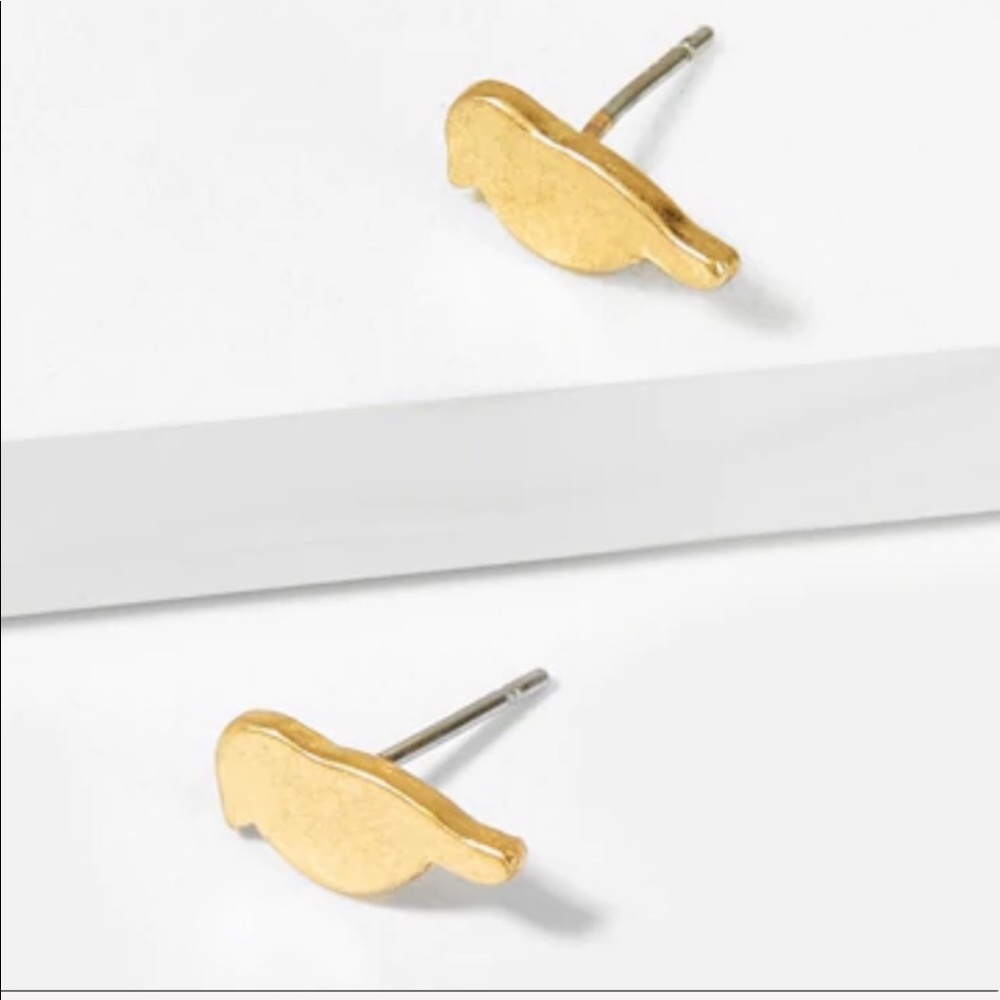SALE Dainty Gold Cardinal Bird Stud Earrings - Picture 3 of 4